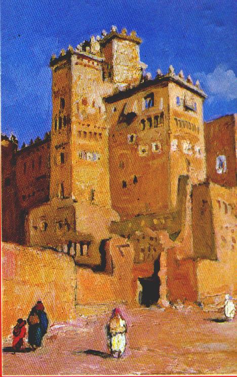 Kasbah in Marokko naar een schilderij kashbah, naar een schilderij